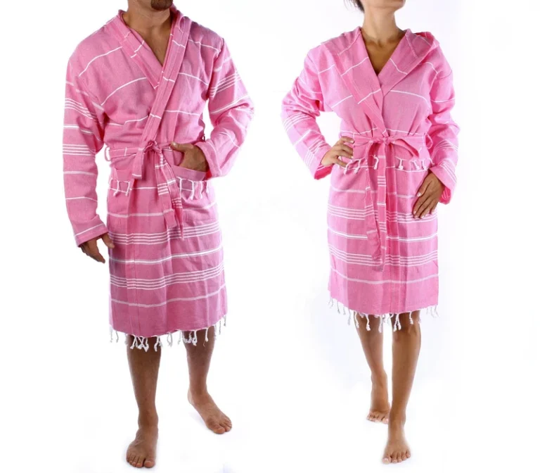 CHINEE Turkish Unisex Casual Luxury Woven Pestemal Robe 100% Cotton Hooded Striped Plus Size Elegant Quick Dry Breathable