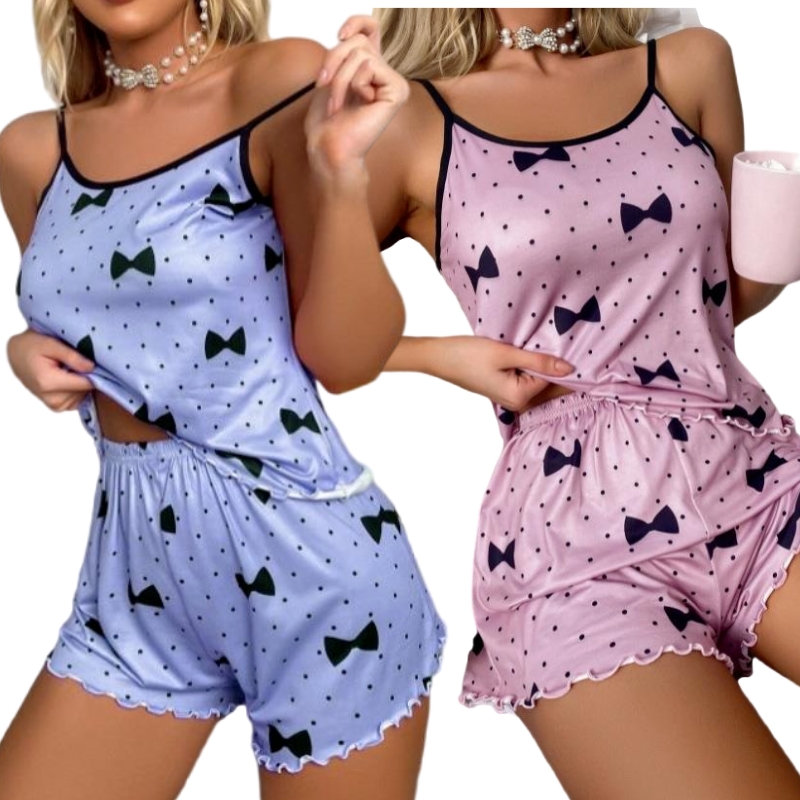 CHINEE Two Piece Cami and Shorts Pajama Set Homewear Women's Sleepwear