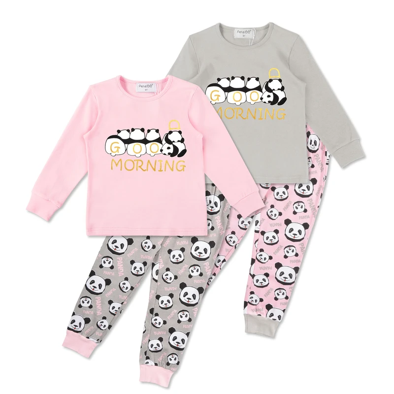 CHINEE Two Piece Cotton Girls Boys Pajama Sets New Design Cute Pyjama Summer Long Sleeve Children Sleepwear Set for Kids