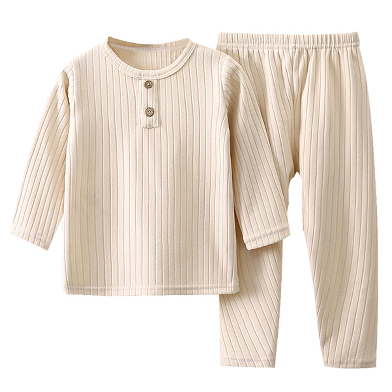 CHINEE Unisex Baby Toddler Winter Casual Velour Solid Buttery Soft Breathable Double Breasted 2 Piece Long Sleeve Pajamas Sleepwear Set