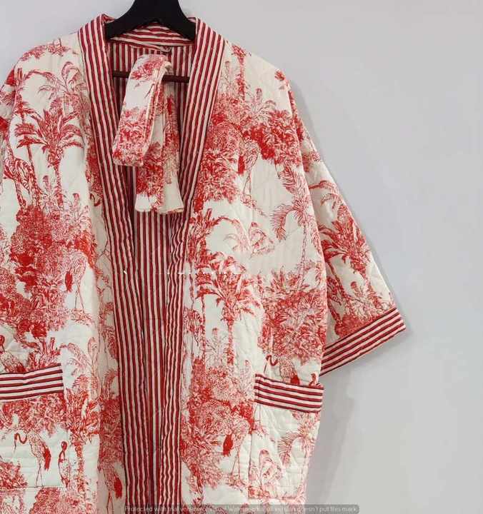 CHINEE Unisex Cotton Quilted Kimono Robe with Floral Bath Cover Sleepwear for Spring Spa Beach Summer Use Bulk Product
