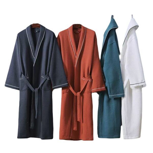 CHINEE Unisex Embroidery logo Bathrobe Waffle Breathable Spa Hotel Lightweight Bath Robe Night Wear for Men