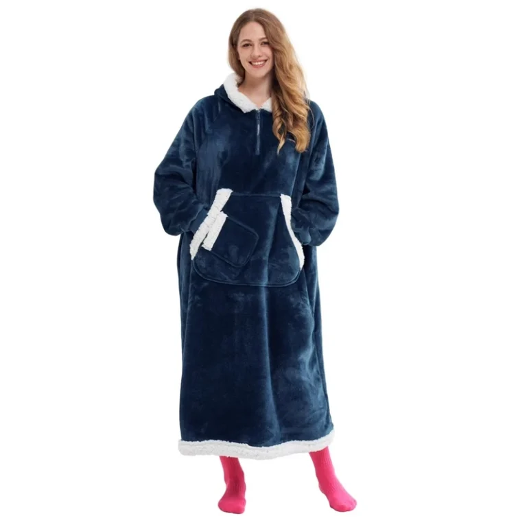 CHINEE-Unisex-Flannel-Fleece-Oversized-Blanket-Hoodie-Winter-Warm-Thickened-Housecoat-Robe-Polyester-Material-Woven-Adults-Men-Women