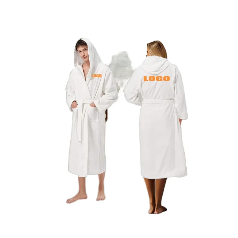 CHINEE Unisex Luxury Turkish Terry Cotton Bathrobe Men's Women's Hooded Towel Drawstring Customizable Summer Thermal Ankle Length ODM