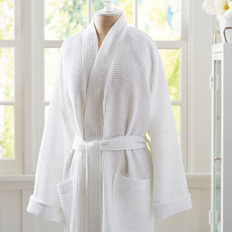 CHINEE-Unisex-Plus-Size-100-Cotton-Waffle-Robe-Set-Thermal-Bathrobe-Slippers-Sleepwear-Adults-Woven-Fabric-Hotel-Use-Breathable
