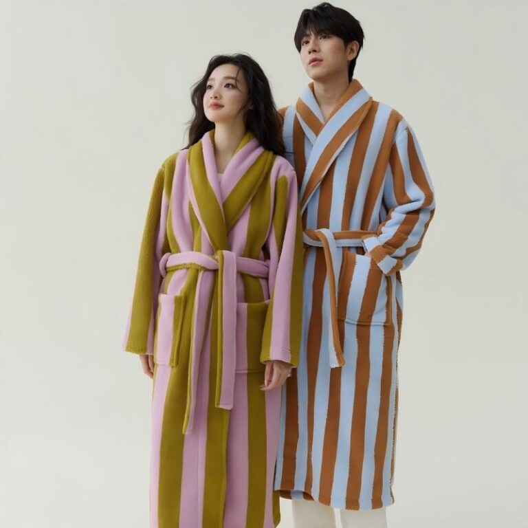 CHINEE-Unisex-Winter-Fleece-Sleepwear-Super-Absorbent-Stripe-Long-Robes-Bathrobe-in-Multi-Color-Options