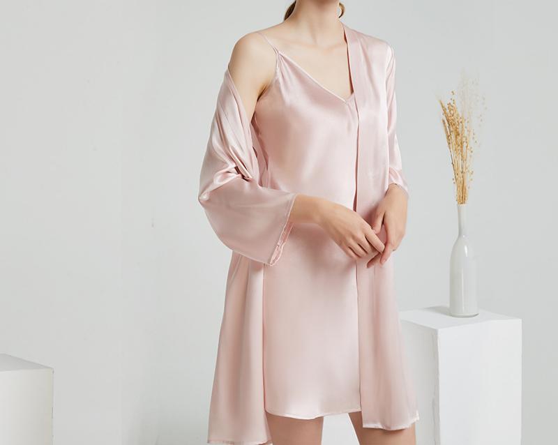CHINEE V neck Silk Nightgown for Women Summer Mulberry Silk Simple Home Wear Silk Spaghetti strap Dress