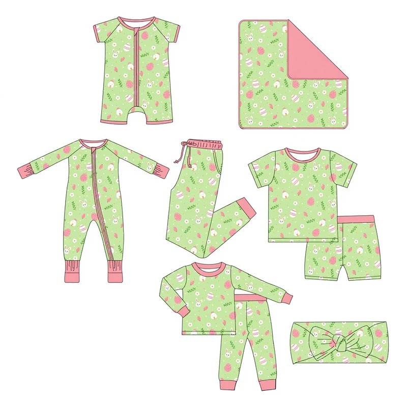 CHINEE WEIWEI Custom Print Bamboo Fiber Baby Zipper Footed Sleeper Romper Clothes Toddler Kids Pajamas Clothing