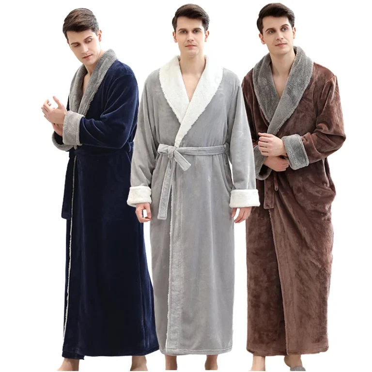 CHINEE-Warm-Flannel-Loungewear-Luxury-Bathrobe-For-Men-Thick-Plush-Robe-Winter-Use-Full-Length-Couple-Home-Sleepwear-OEM