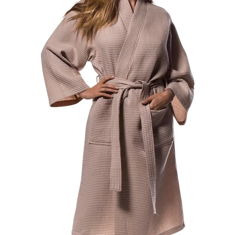 CHINEE Warm Thermal Luxury Spa Bath Robe Women Plush Fleece Turkish Terry 100% Cotton Kimono with Custom Logo