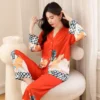 CHINEE Wedding Pajama Personalized Women's Lady Bridesmaids Gift Long Pants Silk Like Nightwear Luxury Print Sleepwear Femme Petite