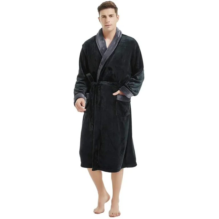 CHINEE-Western-Bath-Robe-Luxury-100-Flannel-Fleece-Hotel-Bathrobe-Night-Wear-for-Men