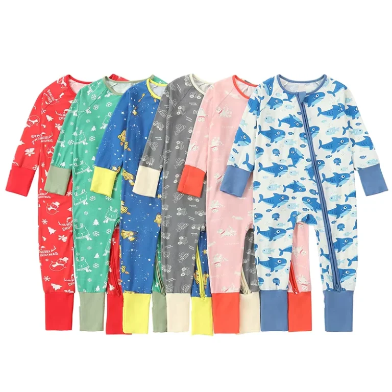 CHINEE-Western-Personalized-Sleepwear-Summer-Viscose-Bamboo-Spandex-One-Piece-Baby-Fiber-Zipper-Pyjamas-Character-Christmas