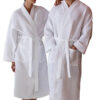 CHINEE White Waffle Bath Robe 100% Cotton Waffle Bathrobe Spa Robe Lightweight Kimono Bath Robe