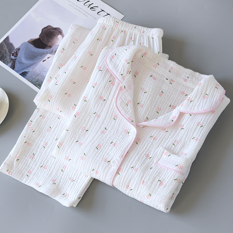 CHINEE Winter Fall Full Sleeve Homewear Loose 2Pcs Pajama Set 100% Cotton Casual Print Sleeping Home Wear Clothes Custom Logo