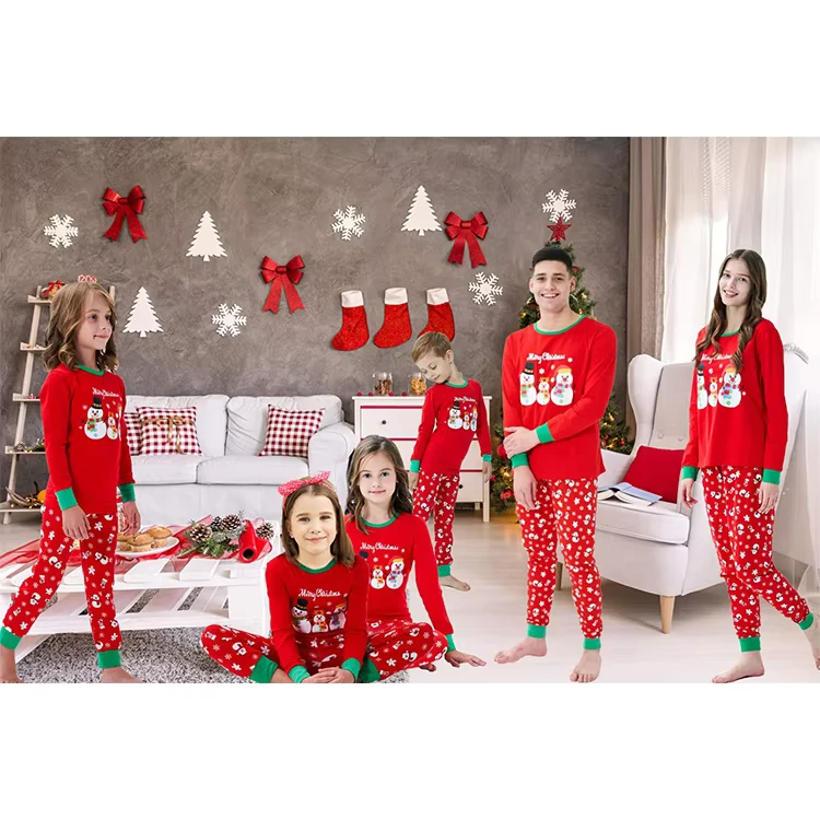 CHINEE Winter Print Knitted Loungewear Matching Christmas Pyjamas Pajamas Sets for Family