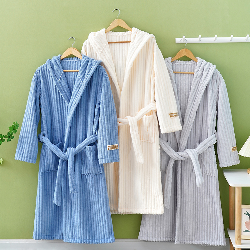 CHINEE Winter Super Absorbent Coral Fleece Female Bath Robe Candy Velvet Microfiber Bathrobe