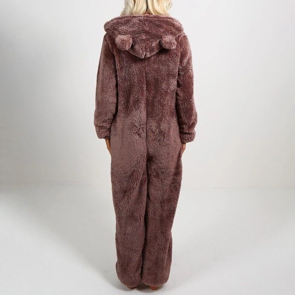 CHINEE Winter Warm Pyjamas Women Onesies Fluffy Fleece Jumpsuits Sleepwear Overall Hood Sets Pajamas for Women Adult
