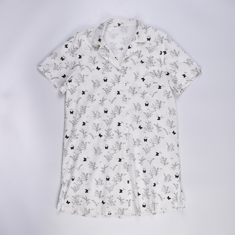 CHINEE Women Button Down Butterfly Floral Sleep Shirt Lightweight Soft Pajama Nightdress