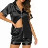 CHINEE Women Casual Loungewear Short Set Short Sleeve Top with Shorts Luxury Women 100% Silk Set Soft Home Wear Sleepwear Customized