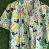 CHINEE Women Cotton Pajama Shirt Short Sleeve Button Up Floral Print Summer Casual Loungewear Dress Loose Fit Sleepwear Top