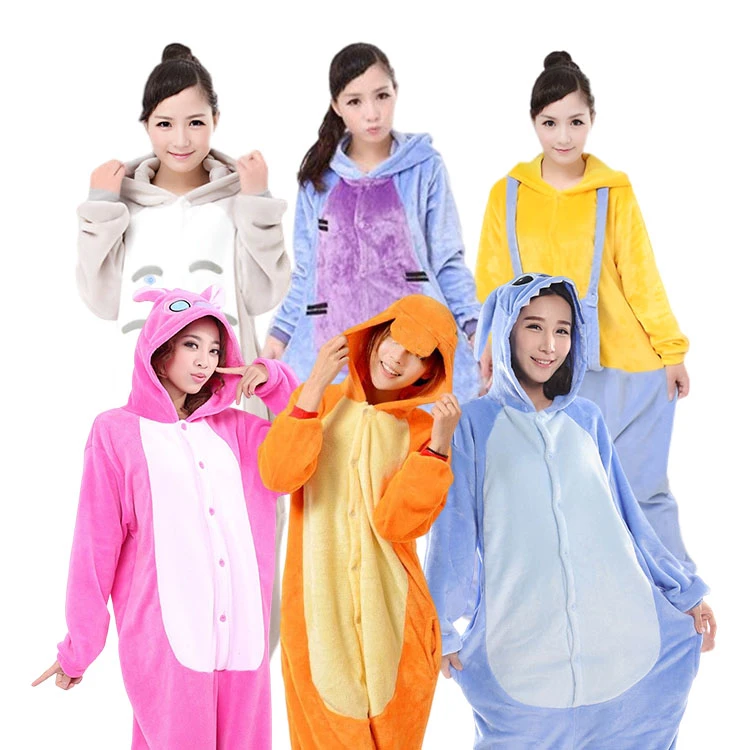 CHINEE Women Flannel Cartoon Tiger Panda Pijamas Kigurumis Adult Onesie Sleepwear Mujer Jumpsuit Pajamas