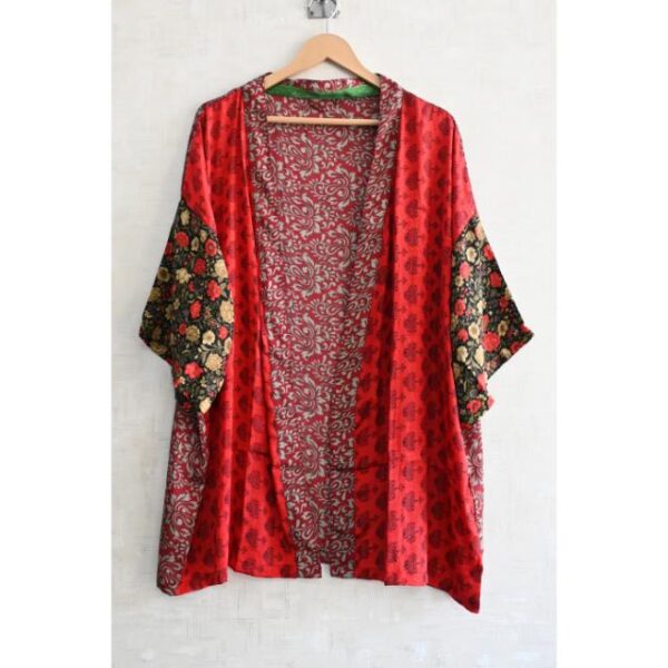 CHINEE Women Handmade Silk Kimono Robe Long Printed Bridal Nightgown Soft Luxury Lounge Wear