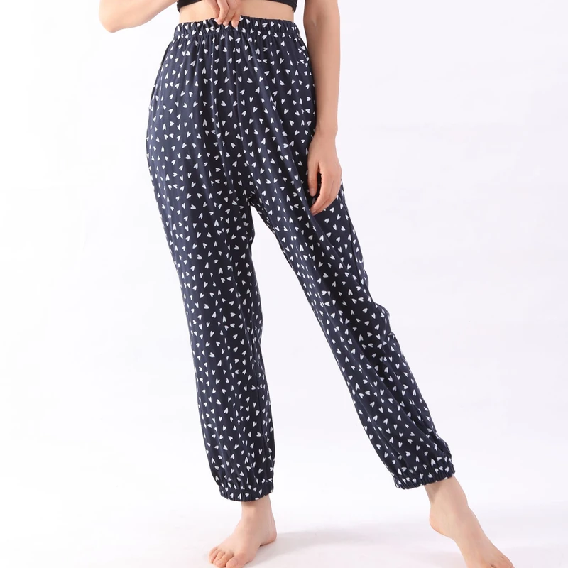 CHINEE Women Plus Size Solid Ruffled Summer Soft Pajama Pants Elastic Waist Comfy Night Sleep Bottoms with Pockets