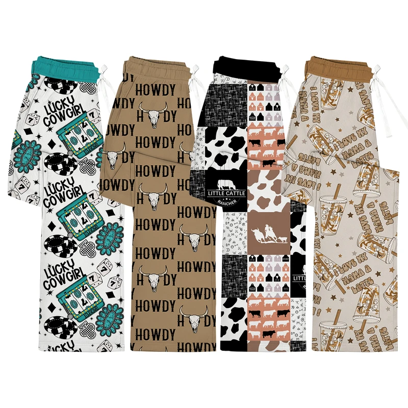 CHINEE Women Relaxed Pajamas Pants Bamboo Fiber Western Design Adult Lounge Pants