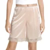 CHINEE Women Satin Half Slip Shorts With Lace Trim Elegant Under Dress Bloomers Summer Sleepwear