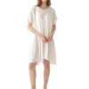 CHINEE Women Short Sleeve Breathable Sleepwear Printed Korean Pajama Dress Cotton Night Shirt for Sleeping