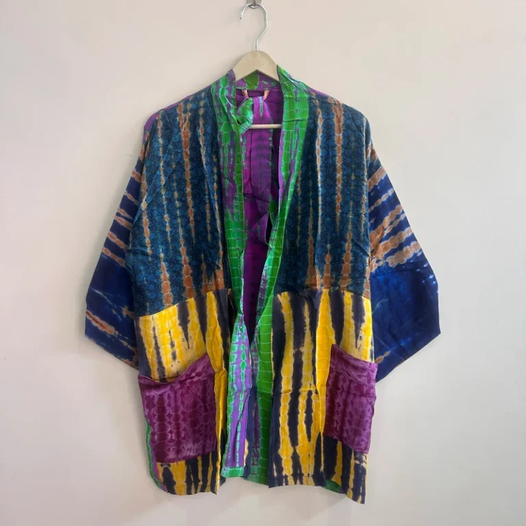 CHINEE Women Silk Kimono Robe Vintage Boho Silk Kimono Crepe Soft Comfy Kimono
