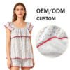 CHINEE Women Sleepwear Double layer Gauze Halter neck Nightdress Rustic Style with Cap Sleeves Adorable Loungewear Set