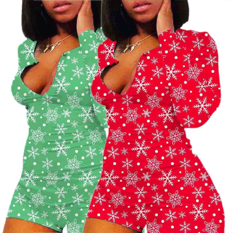 CHINEE Women Sleepwear Pajamas Onesi Print Custom Onesie for Womens Adult Christmas Bodysuit Onsies for Christmas
