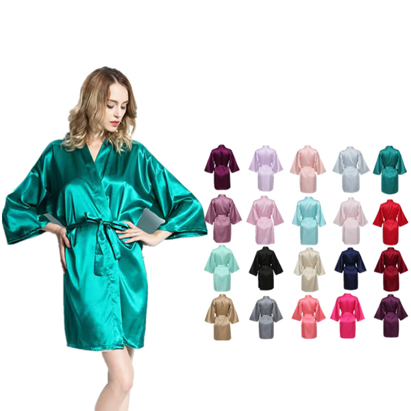 CHINEE Women Wedding Bride Bridesmaid Satin Silk Bathrobes Sleepwear Custom Logo Spa Beauty Salon Ladies Kimono Robe Dressing Gowns