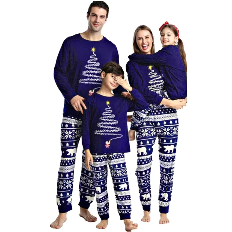 CHINEE-Women-and-Children-Fawn-Alphabet-Print-Home-Pajama-Set-Jersey-Fabric-Family-Matching-Pajamas
