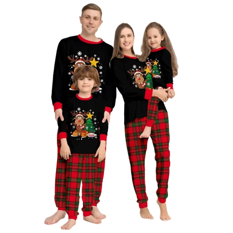 CHINEE-Women-and-Children-Fawn-Alphabet-Print-Home-Pajamas-Set-Christmas-Family-Matching-Pajamas