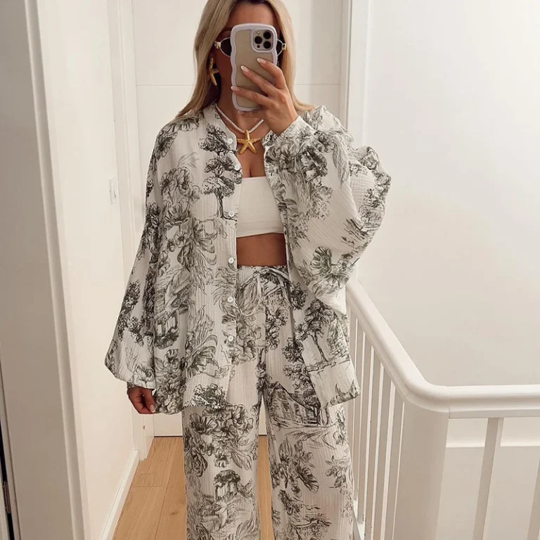 CHINEE-Womens-Autumn-Cotton-Silk-Loose-Comfortable-Breathable-Long-Sleeved-Pants-Pure-Cotton-Pajamas-1