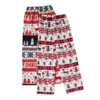 CHINEE Women's Autumn Fleece Wide Leg Pajama Pants Soft Plush 100% Polyester Eco-Friendly Breathable Vintage Print Loungewear