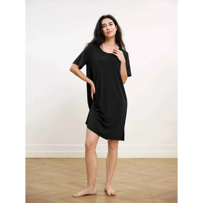 CHINEE Women's Bamboo Floral Nightdress Breathable Knitted Sleep Shirts with Button Closure Custom Logo for Winter