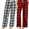 CHINEE Women's Bamboo Plaid Pajama Pants Soft Lounge Pants with Drawstring for Sleep & Loungewear