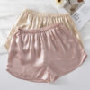 CHINEE Women's Breathable Elastic Waist V neck Mid Waist Casual Shorts Anti Exposure Mulberry Silk Satin Sleep Pants Solid Summer