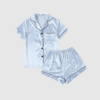 CHINEE Women's Breathable Silky Satin Pajamas V Neck Short Sleeve Top With Shorts Soft Sleepwear for Summer Autumn Spring