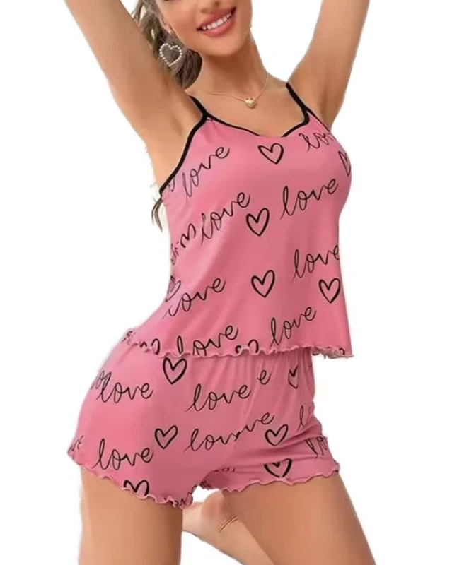 CHINEE-Womens-Camisole-Shorts-Milk-Silk-Pajama-Set-Two-Piece-Pajama-Set