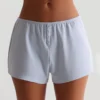 CHINEE Women's Casual Bermudas Sleep Shorts Breathable Mid Rise Buttoned with Embroidered Pattern Elastic Waist Closure Loose Fit