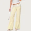 CHINEE Women's Casual Floral Print Cargo Pants with High Waistband Folded Detail Ladies Home Pajama Trousers Four-way Stretch Fabric