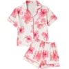CHINEE Women's Casual Floral Print Two Piece Short Sleeve Knitted Breathable Soft Pajama Set for Summer Autumn Home Wear ODM Factory