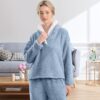 CHINEE Women's Casual Fluffy Pajamas Set Soft and Fleece Pants Breathable Loose Plush Sleepwear for Winter Loungewear