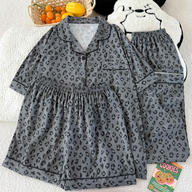 CHINEE Women's Casual Summer Woven Pajamas Set Comfortable Elastic Waist Turn Down Collar Design Breathable Skin Friendly Sleepwear