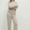 CHINEE Women's Comfortable Cotton Sleeve Pajama Pants Solid Color Sleepwear Relaxing Sleep Home Wearing Two Pieces Sets
